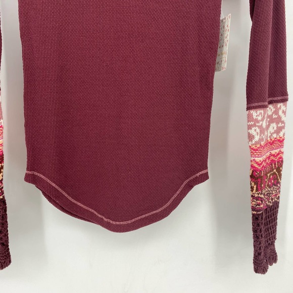 Free People In The Mix Cuff Tee Rio Vino X-Small Thermal - Picture 5 of 9